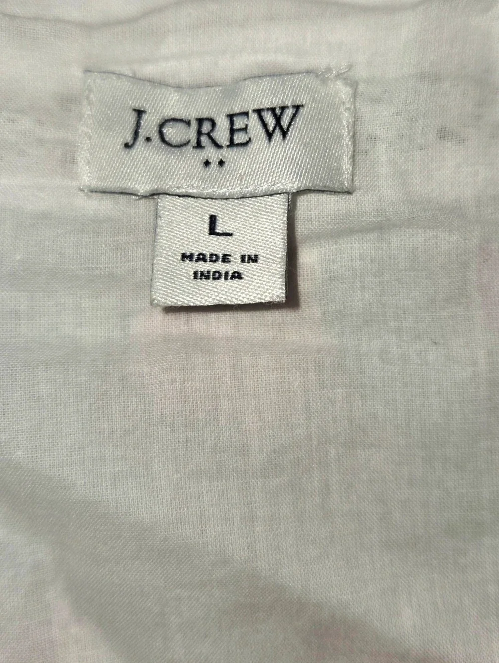 J Crew White V-Neck Long Sleeve Cotton Dress
